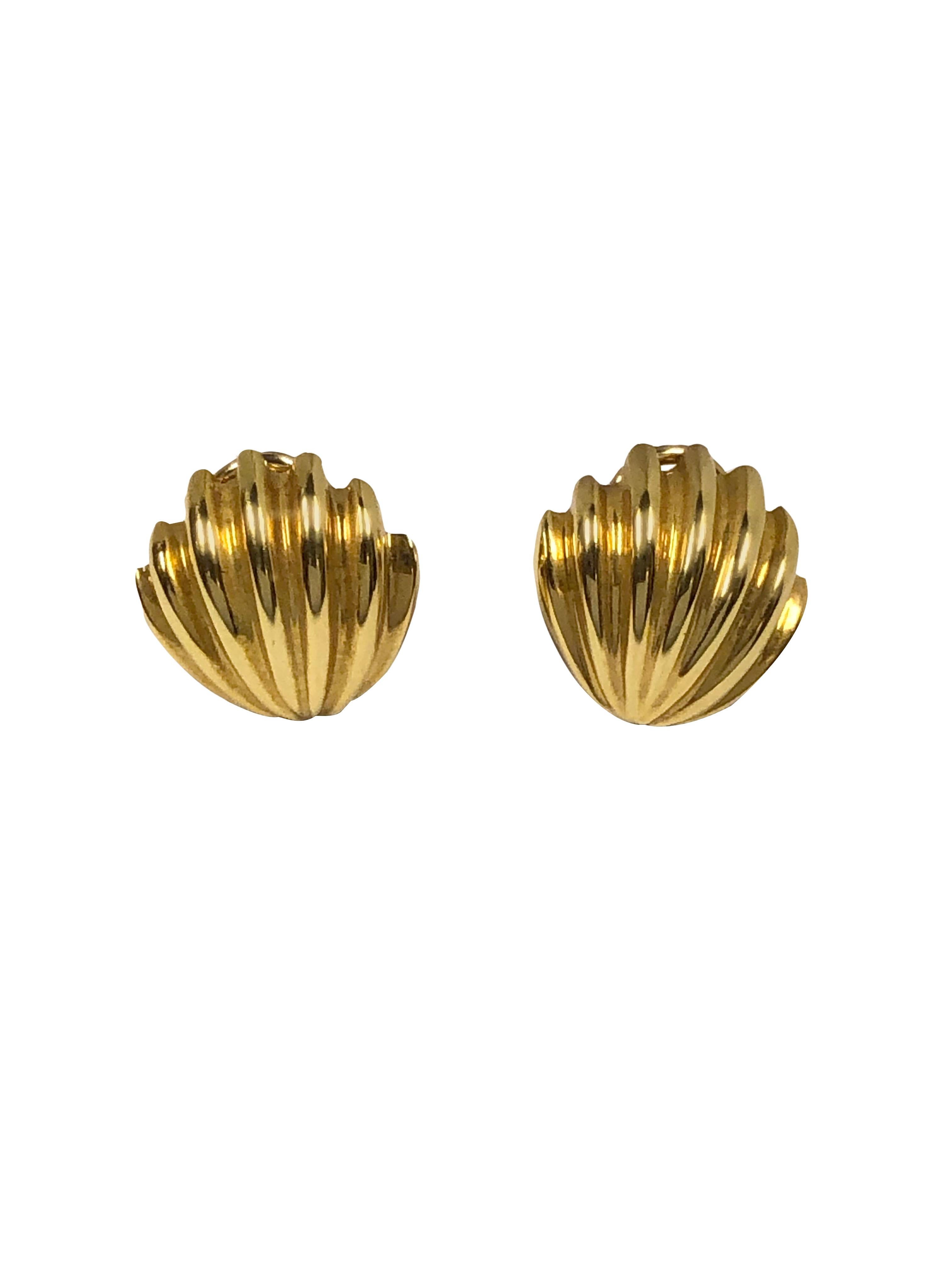 Women's Tiffany & Co. Yellow Gold Shell Form Earrings