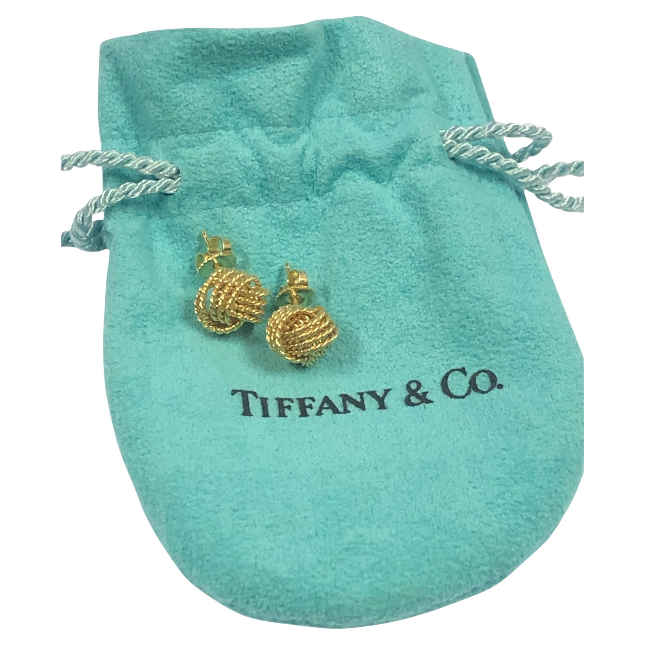 Tiffany & Company Yellow Gold Twist Knot Earrings For Sale