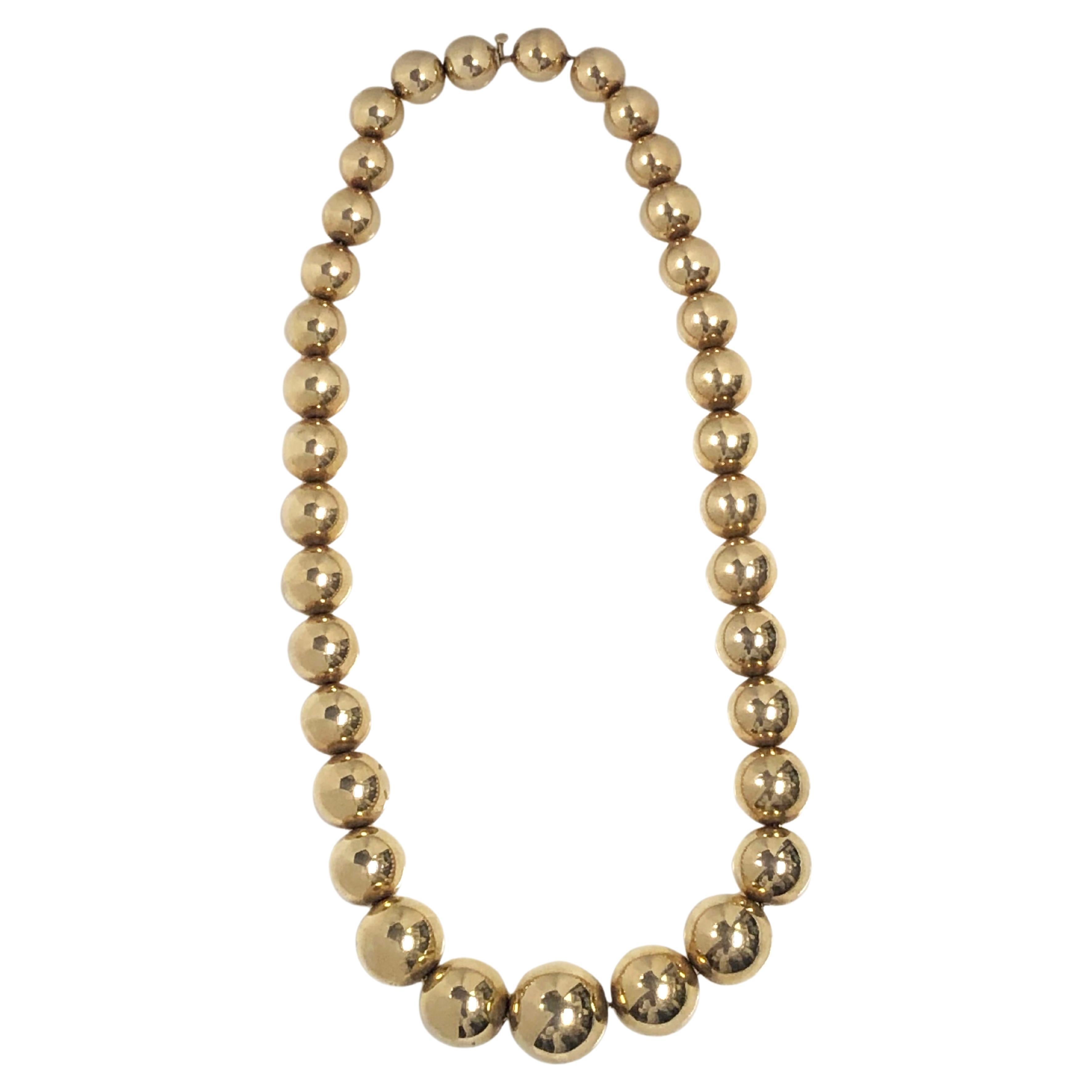 Tiffany & Company Yellow Gold Vintage Graduated Bead Necklace