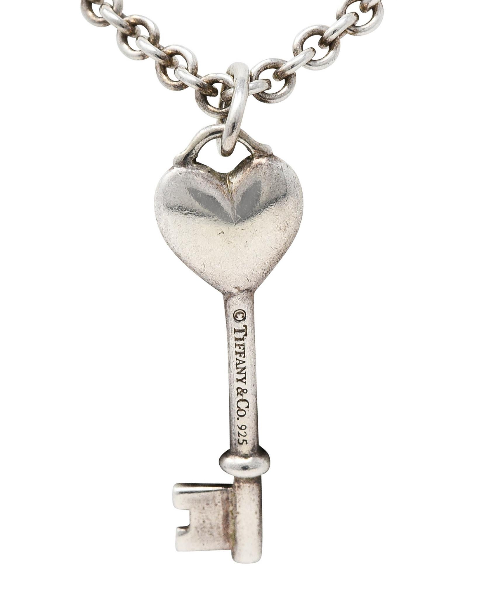 Tiffany & Co. Contemporary Diamond Sterling Silver Heart Key Necklace 3