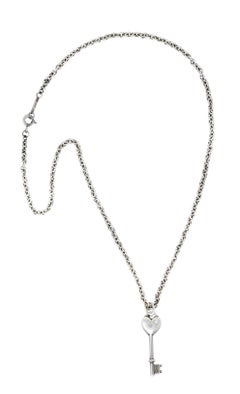 Tiffany & Co. Contemporary Diamond Sterling Silver Heart Key Necklace