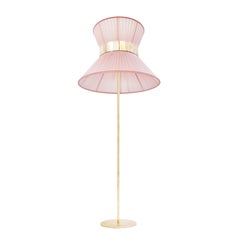 Lampada da terra contemporanea "Tiffany" 40 blush Silk, ottone anticato, vetro argentato