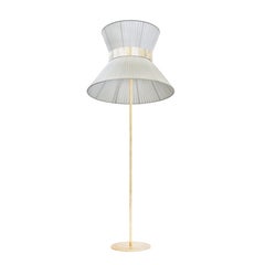 "Tiffany" contemporaneo  Lampada da terra 40 Argento Seta, Ottone, Vetro Argentato