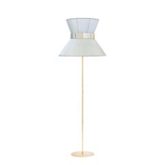 "Tiffany" contemporary  Floor Lamp 40 Silver Silk, Brass, Silvered Glass  