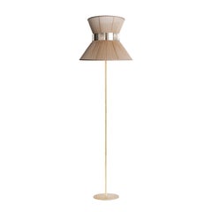 Lampadaire contemporain Tiffany 40 Soie Dorée, Laiton Ancien, Verre Argenté