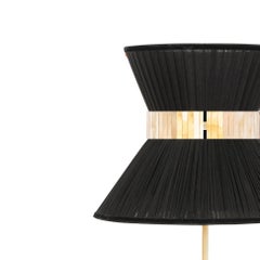 Lampadaire Tiffany Contemporary 60 soie noire, laiton antique, verre argenté