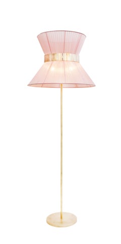 Tiffany Contemporary modern Floor Lamp 60 rose Silk lampshade Brass, Glass
