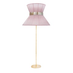 Tiffany contemporary modernFloor Lamp 80 rose Silk lampshade Brass Silver Glass