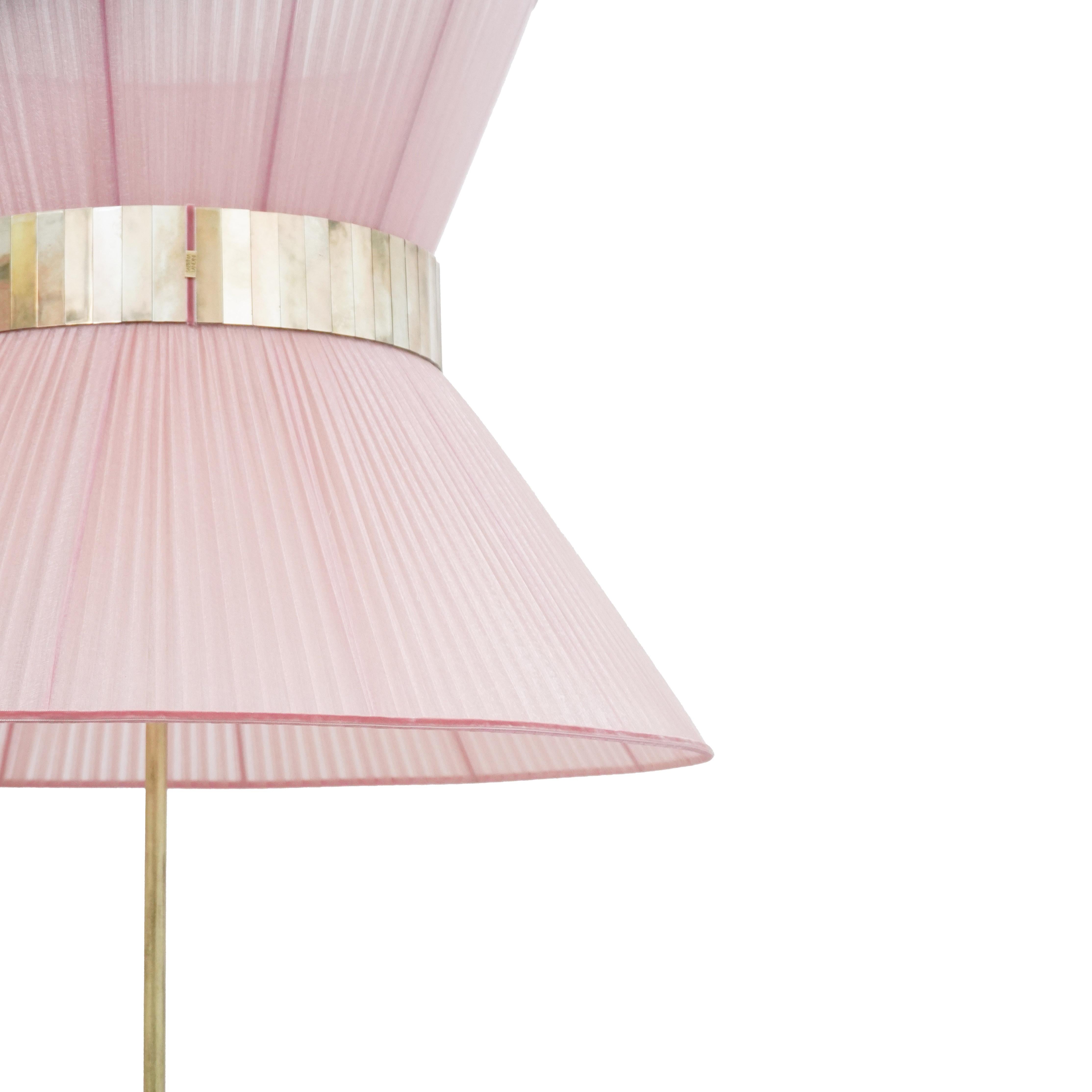 Zeitgenössische Stehlampe von Tiffany, 60er-Jahre, Blush Seide, antikes Messing, versilbertes Glas   im Zustand „Neu“ im Angebot in Pietrasanta, IT