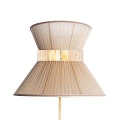 Tiffany Contemporary modern Floor Lamp 60 Gold Silk lampshade Brass, Glass