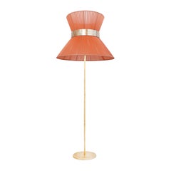 Lampada da terra contemporanea Tiffany 60 Koral Silk, ottone anticato, vetro argentato