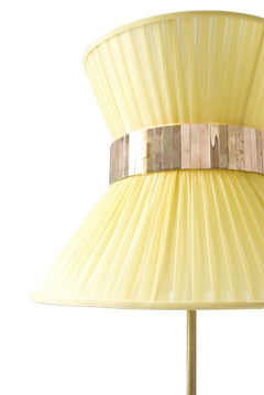 Tiffany Contemporary modern Floor Lamp 60 yellow Silk lampshade Brass Glass