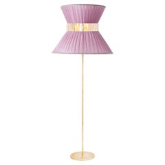 Tiffany Contemporary Floor Lamp 60 Onion Silk, Antiqued Brass, Silvered Glass