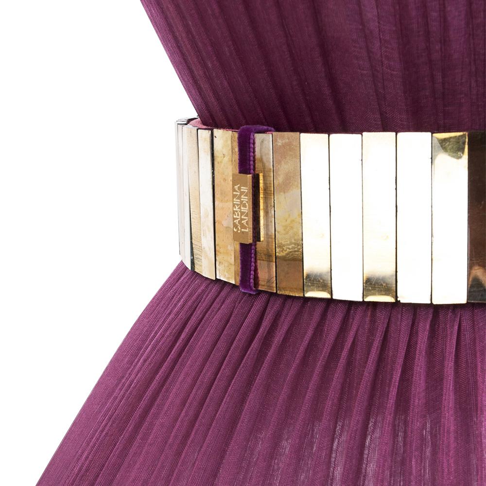 italien Lampadaire Tiffany Contemporary 60 Purple Silk, Antiqued Brass, Silvered Glass en vente