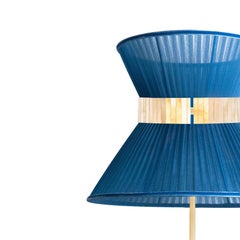 Tiffany Contemporary modernFloor Lamp 60 blue Silk lampshade Brass mirror Glass