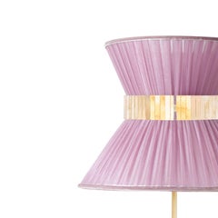 Tiffany Contemporary modern Floor Lamp 80 rose Silk lampshade, Brass, Glass