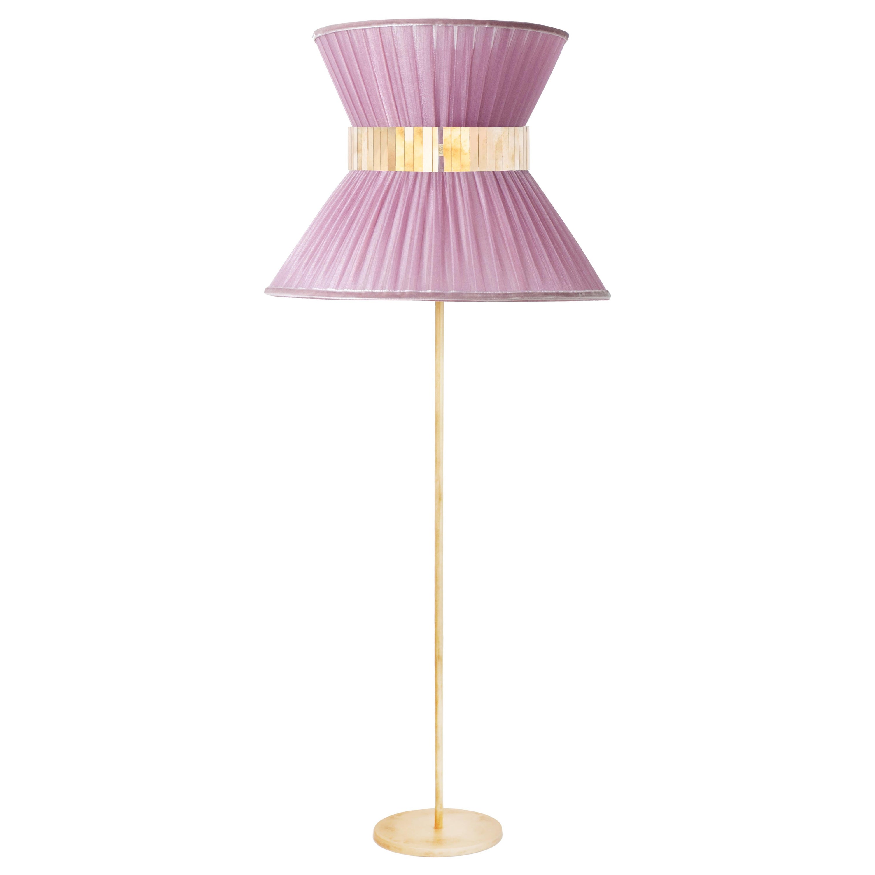Lampadaire Tiffany Contemporary 80 Onion Silk, Laiton Antiquities, Verre Silvered