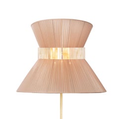 Tiffany Contemporary Floor Lamp 80 rose Silk lampshade Brass, Silvered Glass