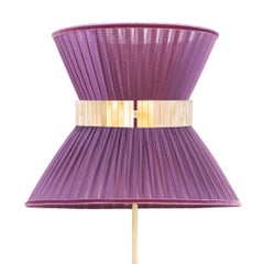 Tiffany Contemporary modern Floor Lamp 80 Purple Silk lampshade Brass, Glass