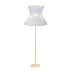 Lampada da terra contemporanea Tiffany 80 Silver Silk, ottone anticato, vetro argentato