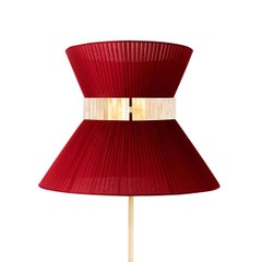 Tiffany Contemporary modern Floor Lamp 60 Red Silk lampshade Brass Glass