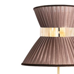 Tiffany Contemporary modern Floor Lamp 60 Tobacco Silk lampshade Brass, Glass