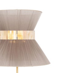 Lampadaire Tiffany Contemporary 80 abat-jour beige soie laiton, verre A Silver