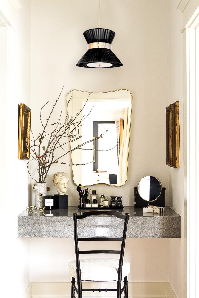 Tiffany Contemporary Hängelampe 30, schwarze Seide, versilbertes Glas (Italienisch) im Angebot