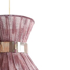 Tiffany Contemporary Hanging Lamp 30, Chalky Onion Silvered Glass, Brass