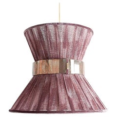 Tiffany Contemporary Hanging Lamp 30, Chalky Onion Silvered Glass, Brass