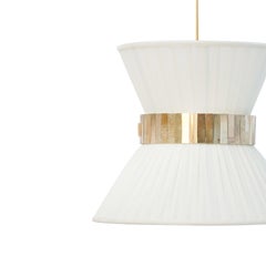 Suspension Tiffany Contemporary 30, soie mat-crème, verre argenté