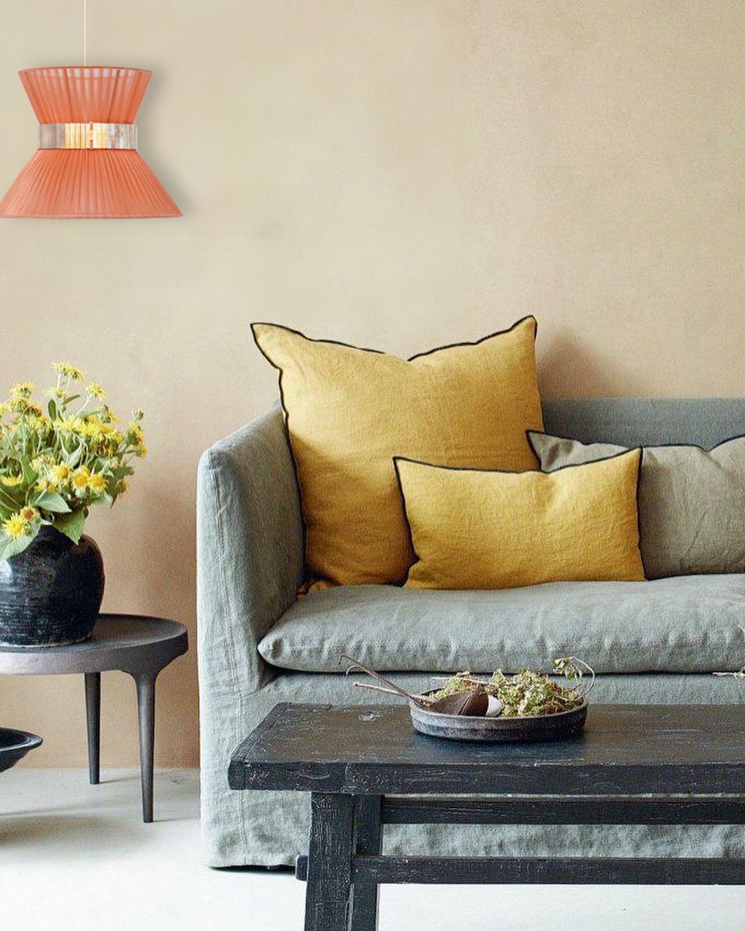 Lampada a sospensione Tiffany Contemporary 30, seta arancione, vetro argentato In condizioni Nuovo in vendita a Pietrasanta, IT