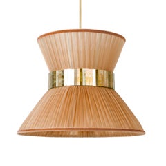 Tiffany Contemporary Hanging Lamp 30, Powder Silk, Silvered Glass, Brass
