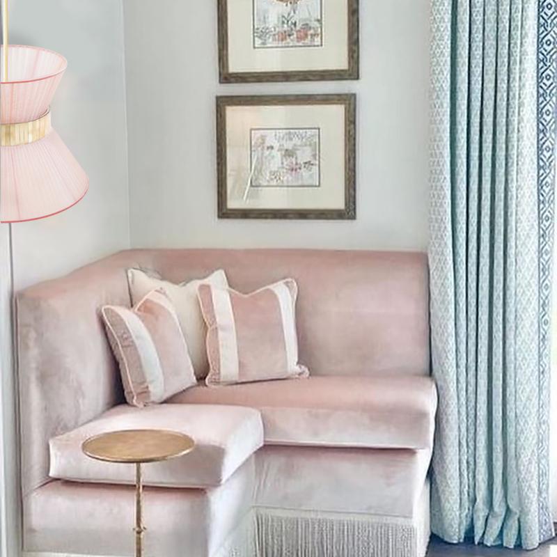 Lámpara Colgante Tiffany Contemporánea 30, Rosa de gasa pintada a mano, Cristal plateado en venta 2