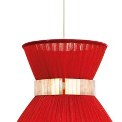 Suspension Tiffany Contemporary 30, soie rouge rouille, verre argenté