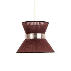 Tiffany Contemporary Hanging Lamp 30, tobacco Silk Silvered Glass