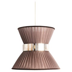 Tiffany Contemporary Hanging Lamp 30, tobacco Silk Silvered Glass