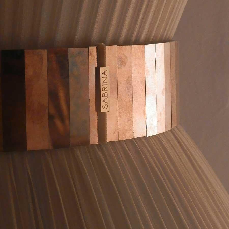 Zeitgenössische Hängeleuchte von Tiffany, 40er-Jahre, Gold, Seide, versilbertes Glas (Italienisch) im Angebot