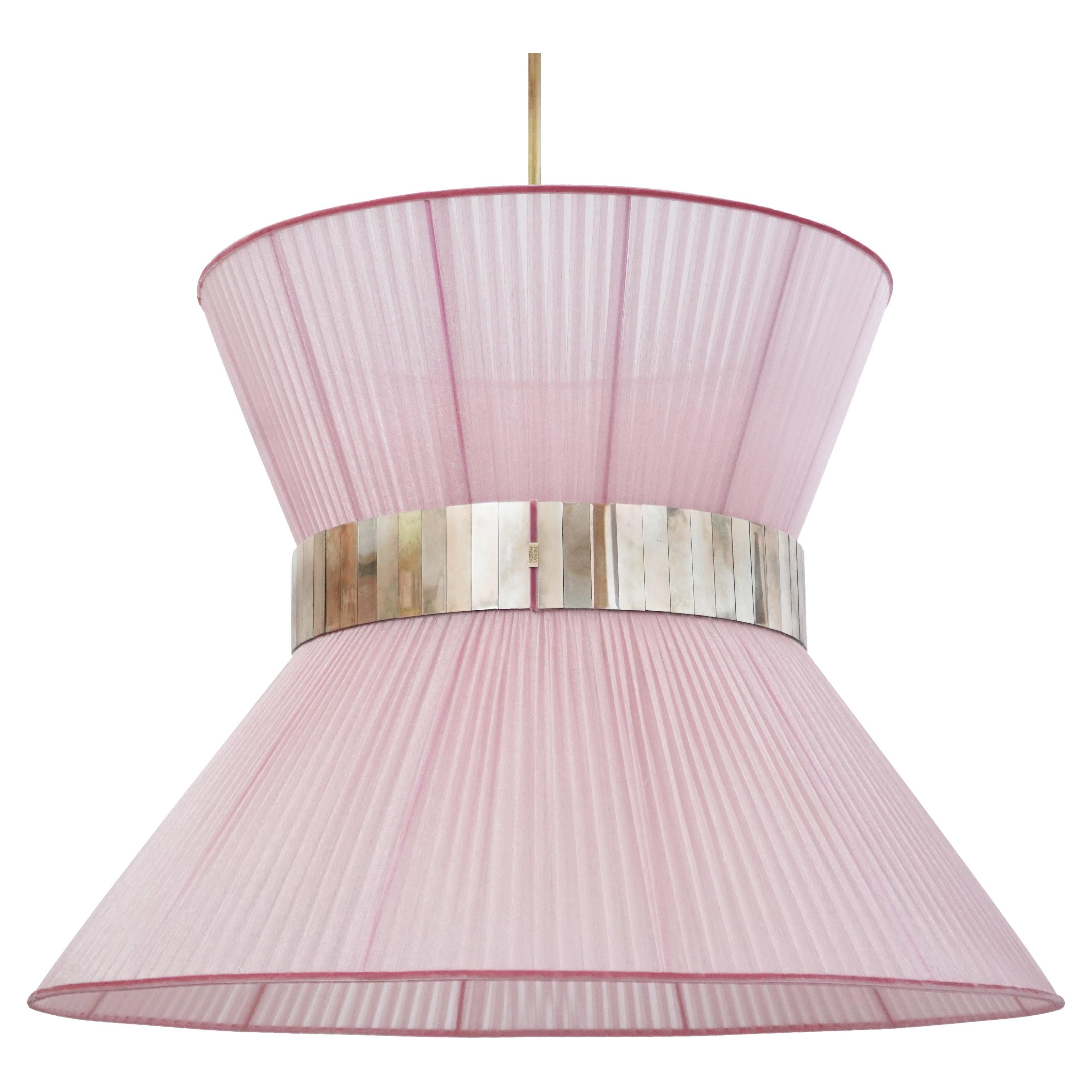 Lámpara Colgante Tiffany Contemporánea, 60 Blush Silk Cristal plateado Latón