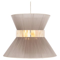Tiffany Contemporary Hanging Lamp, 60 Champagne Silk Silvered Glass Brass