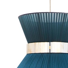 Tiffany Contemporary modern Hanging Lamp 60 green Silk lampshade Glass Brass