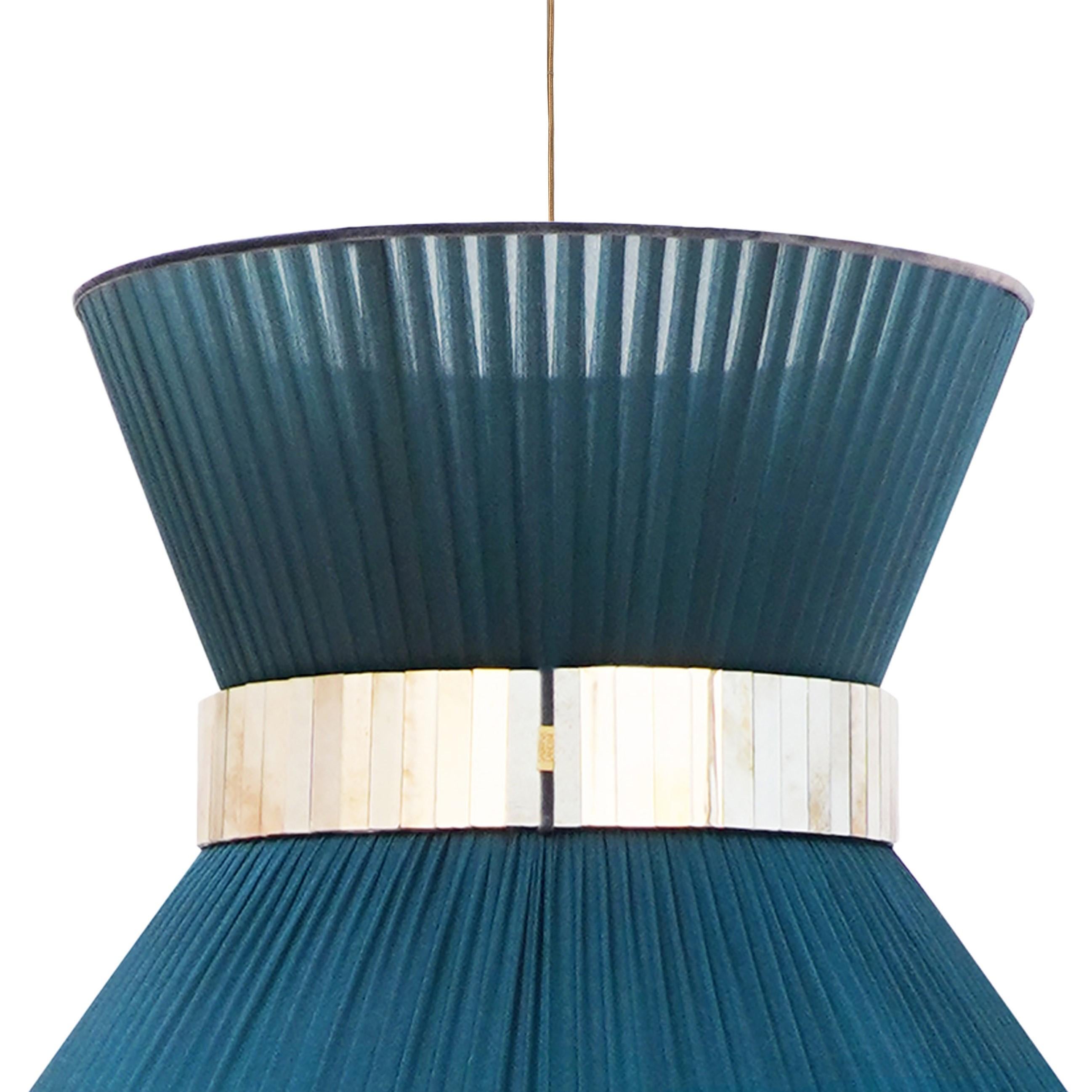 Tiffany Contemporary Hängelampe, 60 Zypresse Seidenglanz Versilbertes Glas Messing (Moderne) im Angebot