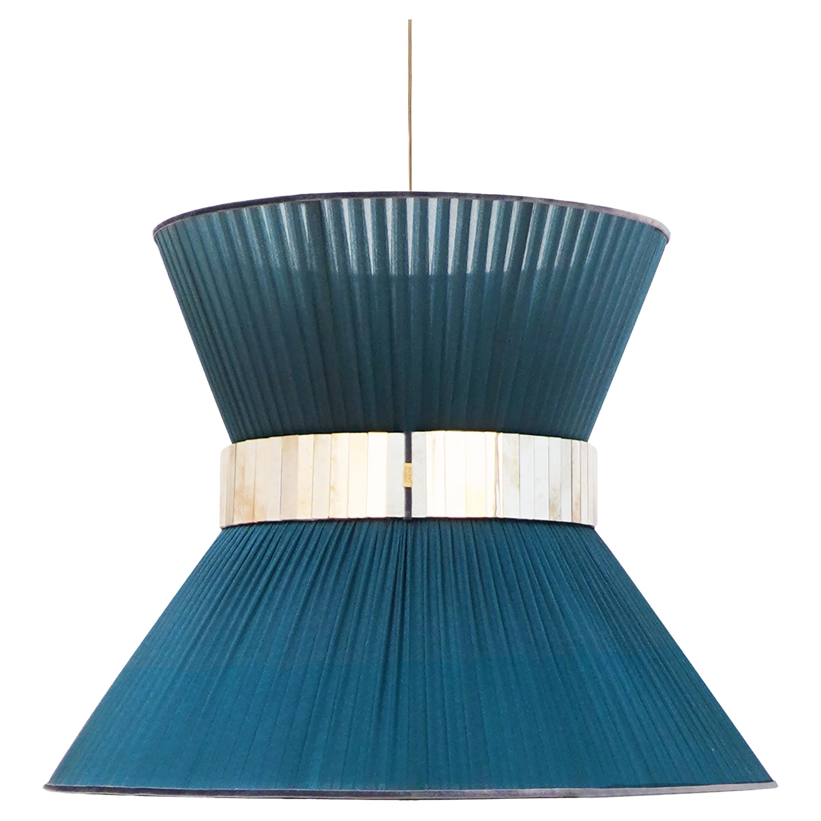 Tiffany Contemporary Hängelampe, 60 Zypresse Seidenglanz Versilbertes Glas Messing im Angebot