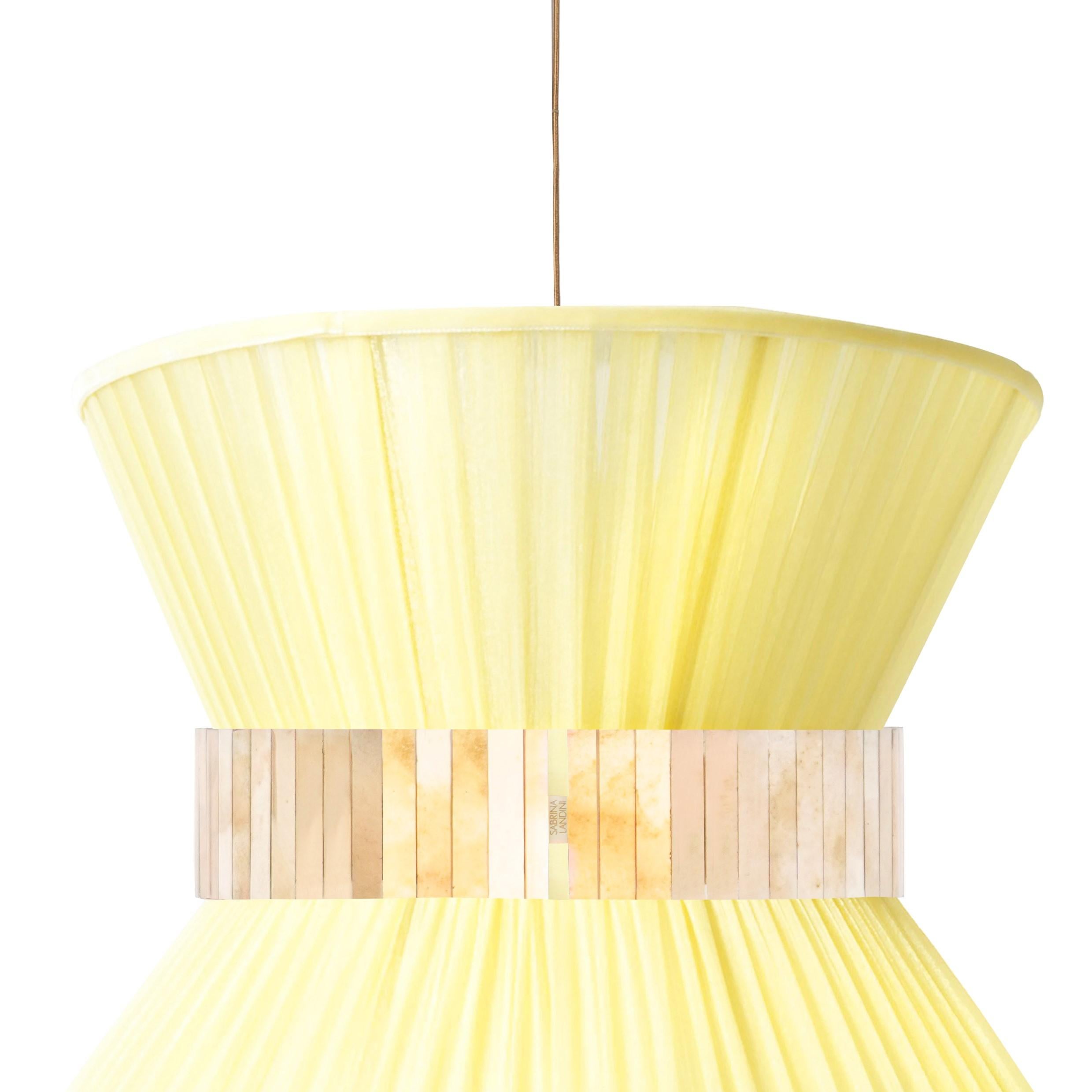 Zeitgenössische Hängeleuchte von Tiffany, 60 Zitronen, versilbertes Glas und Messing (Moderne) im Angebot