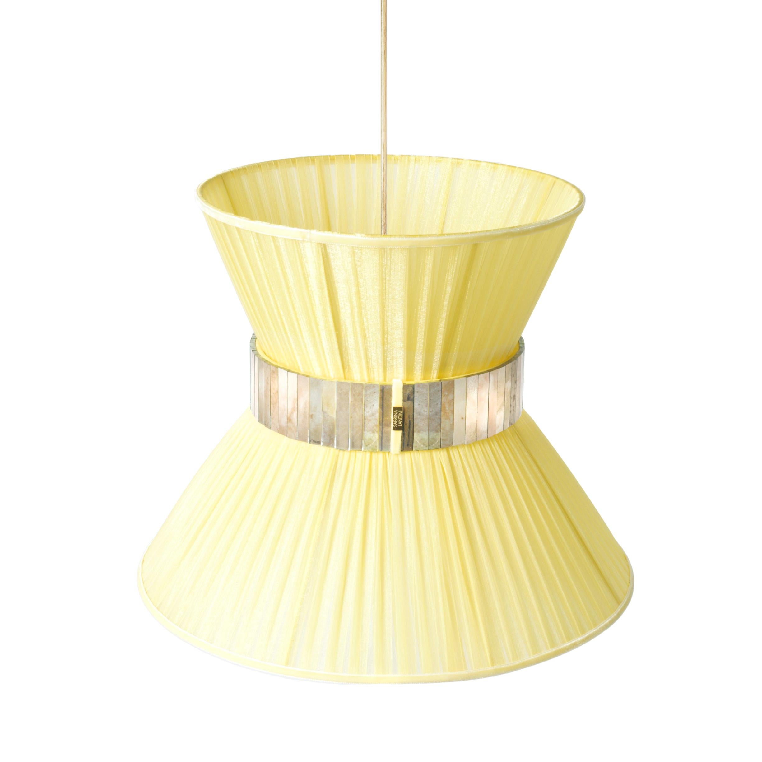 Zeitgenössische Hängeleuchte von Tiffany, 60 Zitronen, versilbertes Glas und Messing (Versilbert) im Angebot