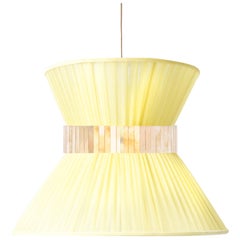 Lampada a sospensione Tiffany contemporanea, vetro argentato 60 Lemon Silk, ottone