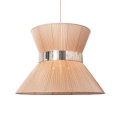 Tiffany Contemporary modern Hanging Lamp 60 rose Silk lampshade Glass Brass