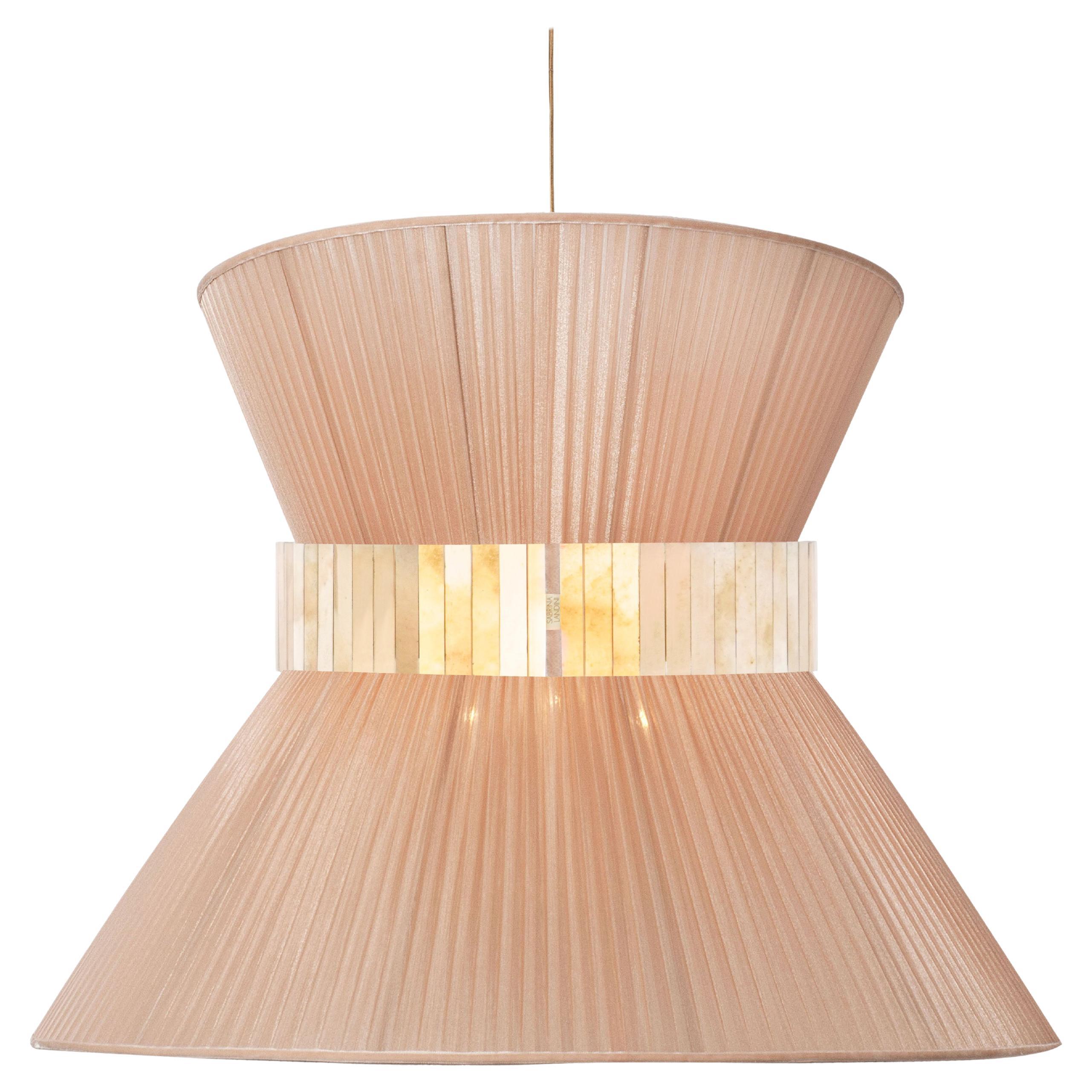 Tiffany Contemporary Hanging Lamp, 60 Powder Silk Silvered Glass Brass
