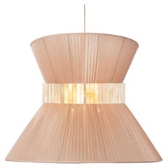 Tiffany Contemporary Hanging Lamp, 60 Powder Silk Silvered Glass Brass