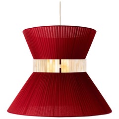Lampada a sospensione contemporanea Tiffany, 60 Red-Heart Silk, vetro argentato, ottone
